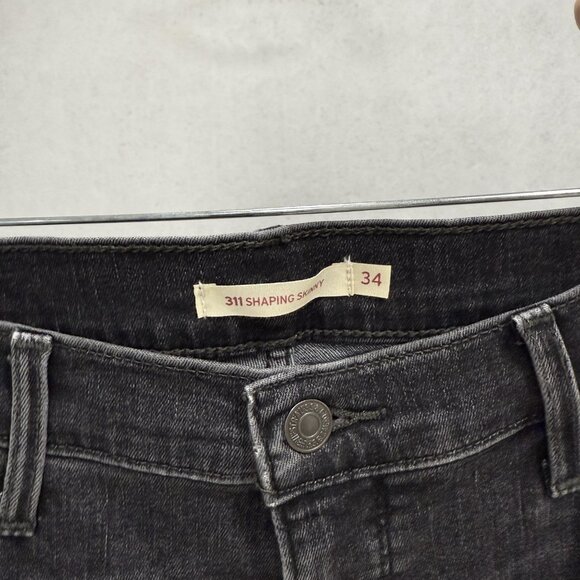Levis 311 Shaping Skinny Jeans Womens 34 Black Dark Wash Stretch Denim Mid Rise - Picture 2 of 12